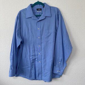 CHAPS Men's Button Up‎ Long Sleeve Dress Shirt Blue Size XL 18 34/35
